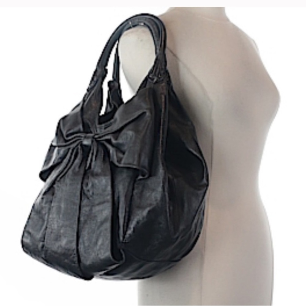 Betsey Johnson RARE!!!! Fantastic!!! Vintage Leather Bow Hobo - Picture 2 of 12